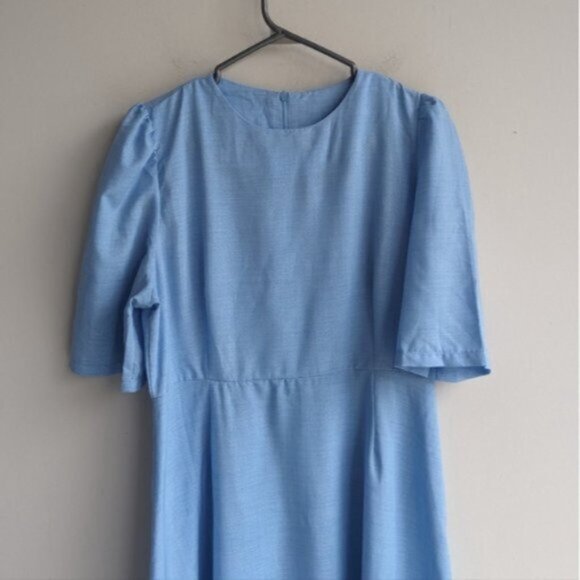 Blue short sleeved peasant cottage core maxi dress - Picture 2 of 5